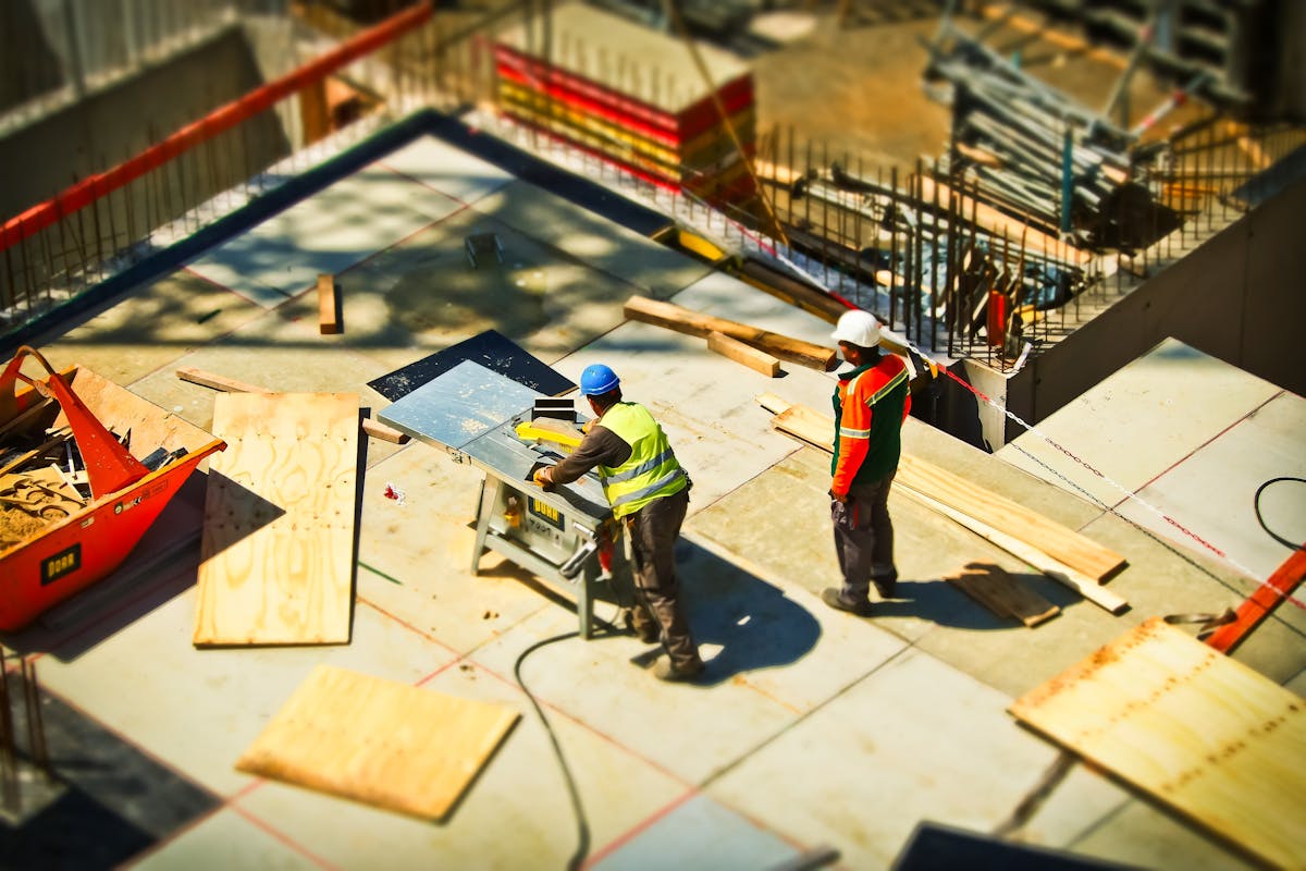 Commercial build-out construction workers on site in Palm Beach County Florida